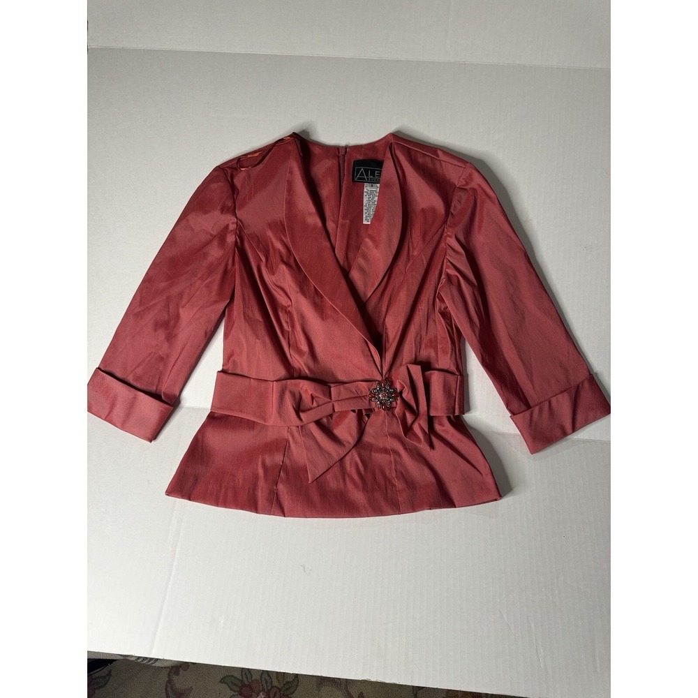 Alex Evenings Formal Blouse Top Jacket Small Orange